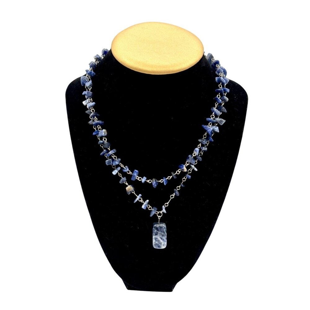 Sodalite Stone Double Strand With Necklace